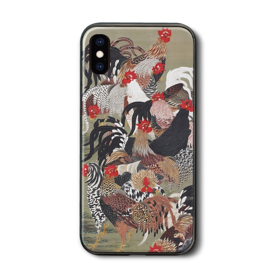 iPhone17 ケース ガラスケース アイフォン 伊藤若冲 群鶏図 iPhone12 ケース 絵画 個性的 ソフトケース 保護 携帯カバー プレゼント iPhone15 iPhone16