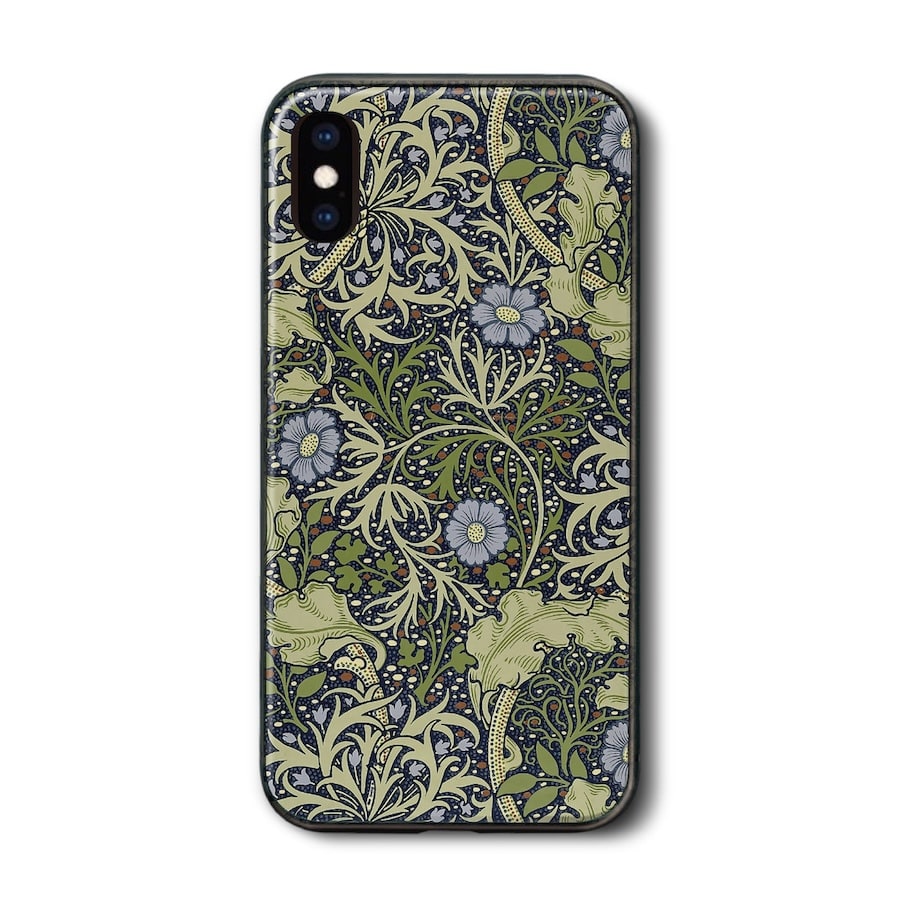 Rakuten - iPhoneSE3 iPhone15 iPhone17e 背面ガラスケース ウィリアムモリス T iPhone8 ケース レトロ 人気 絵画 iPhoneSE3 第三世代 プレゼント iPhone12 iPhone16