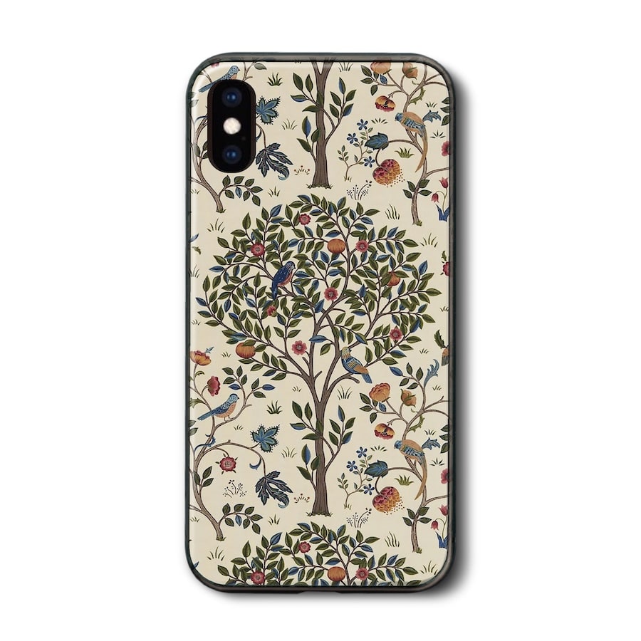 iPhoneXR ケース iPhone16Pro 背面ガラスケース ウィリアムモリス 9 多機種対応 ケース 人気 iPhone15 スマホカバー ハードケース iPhone16