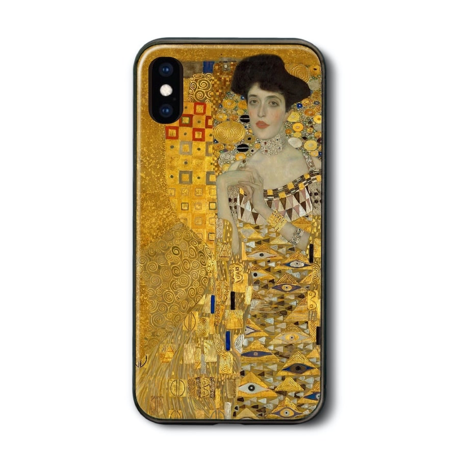 iPhone12mini iPhone7 iPhone13mini ケース 背面ガラスケース クリムト ブロッホ＝バウアーの肖像 I ケース 人気 絵画 丈夫 アイフォン 絵画グッズ docomo 耐衝撃 iPhone15 15Plus
