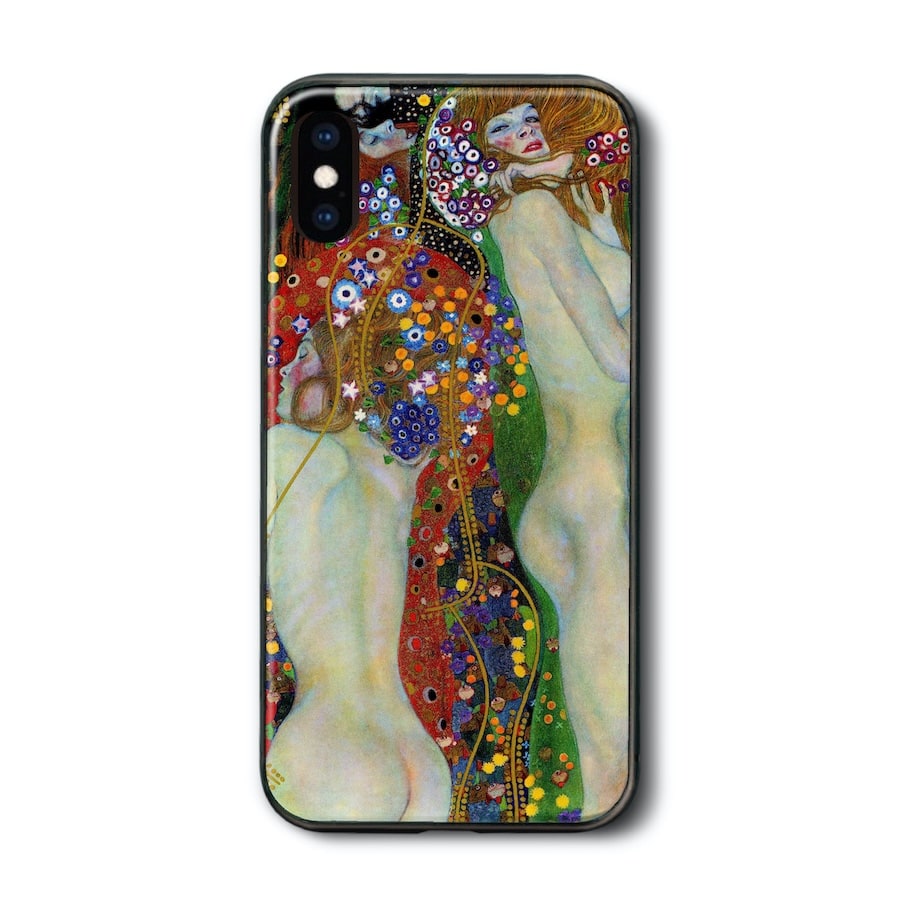 iPhoneSE3 iPhone15 iPhone17e 背面ガラスケース グスタフ クリムト 水蛇? iPhone8 ケース レトロ 人気 絵画 iPhoneSE3 第三世代 プレゼント iPhone12 iPhone16
