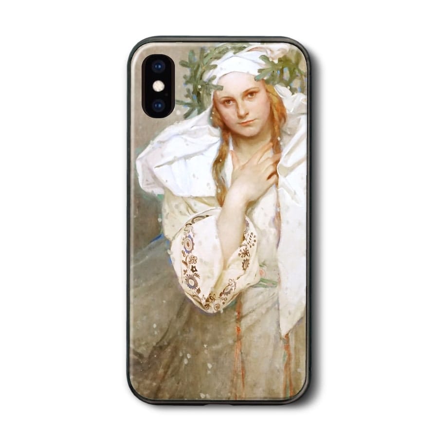 iPhone12mini iPhone7 iPhone13mini ケース 背面ガラスケース アルフォンス ミュシャ アメリカのクリスマス ケース 人気 絵画 丈夫 アイフォン 絵画グッズ docomo 耐衝撃 iPhone15 15Plus
