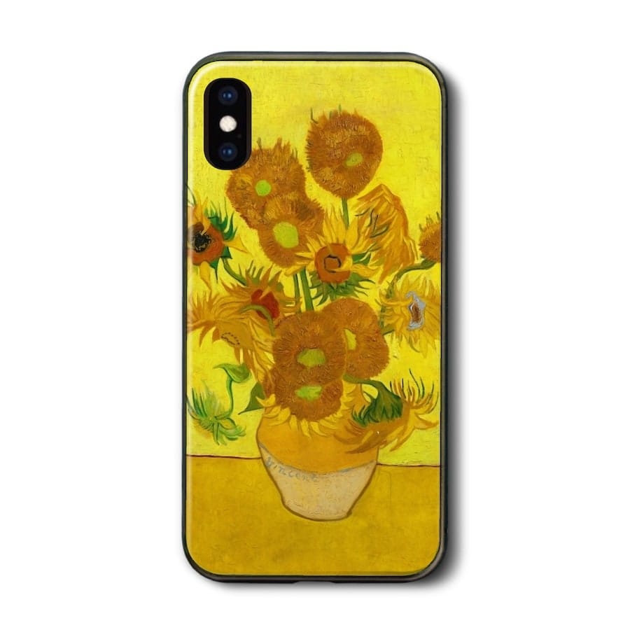 iPhone12mini iPhone7 iPhone13mini ケース 背面ガラスケース ファン ゴッホ ひまわり iPhone14 ケース 人気 絵画 TPU 丈夫 アイフォン 絵画グッズ docomo 耐衝撃 iPhone15 15Plus