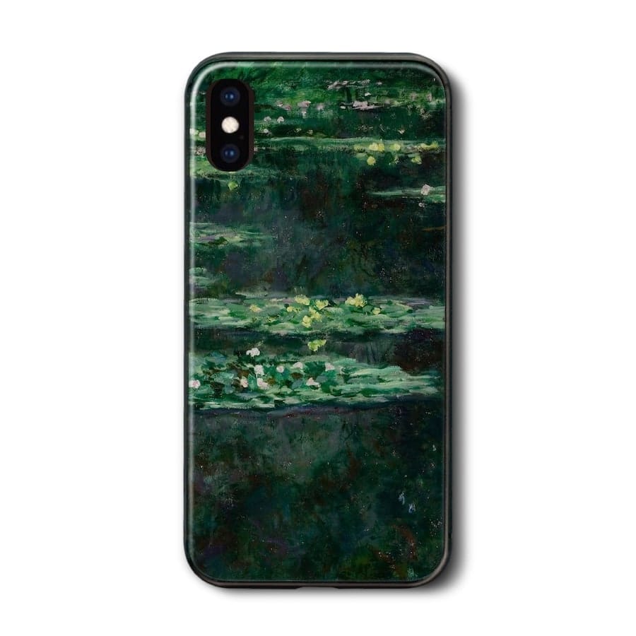 iPhoneXR ケース iPhone16Pro 背面ガラスケース クロード モネ 睡蓮5 多機種対応 ケース 人気 iPhone15 スマホカバー ハードケース iPhone16