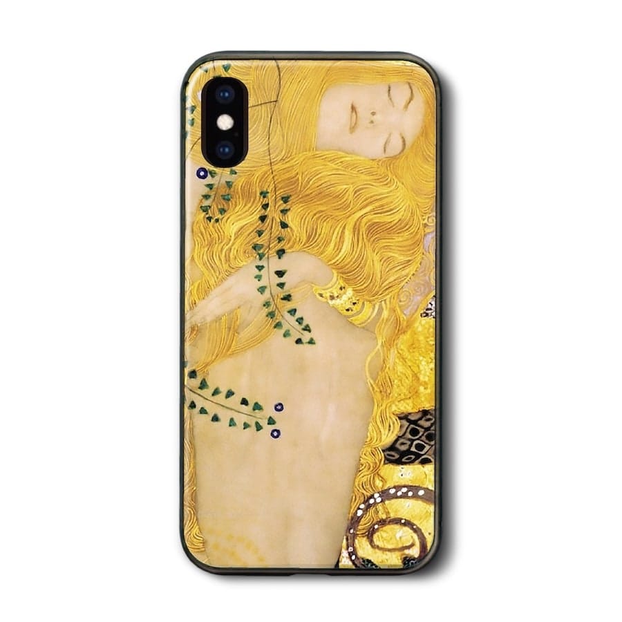 iPhone12 iPhone12Pro ケース 背面ガラスケース グスタフ クリムト 水蛇 多機種対応 ケース ガラスケース 個性的 iPhoneSE3 第三世代 プレゼント iPhone16