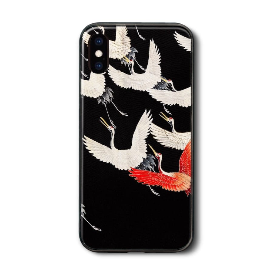 Rakuten - iPhoneSE3 iPhone15 iPhone17e 背面ガラスケース 飛び立つ無数のツル iPhone8 ケース レトロ 人気 絵画 iPhoneSE3 第三世代 プレゼント iPhone12 iPhone16