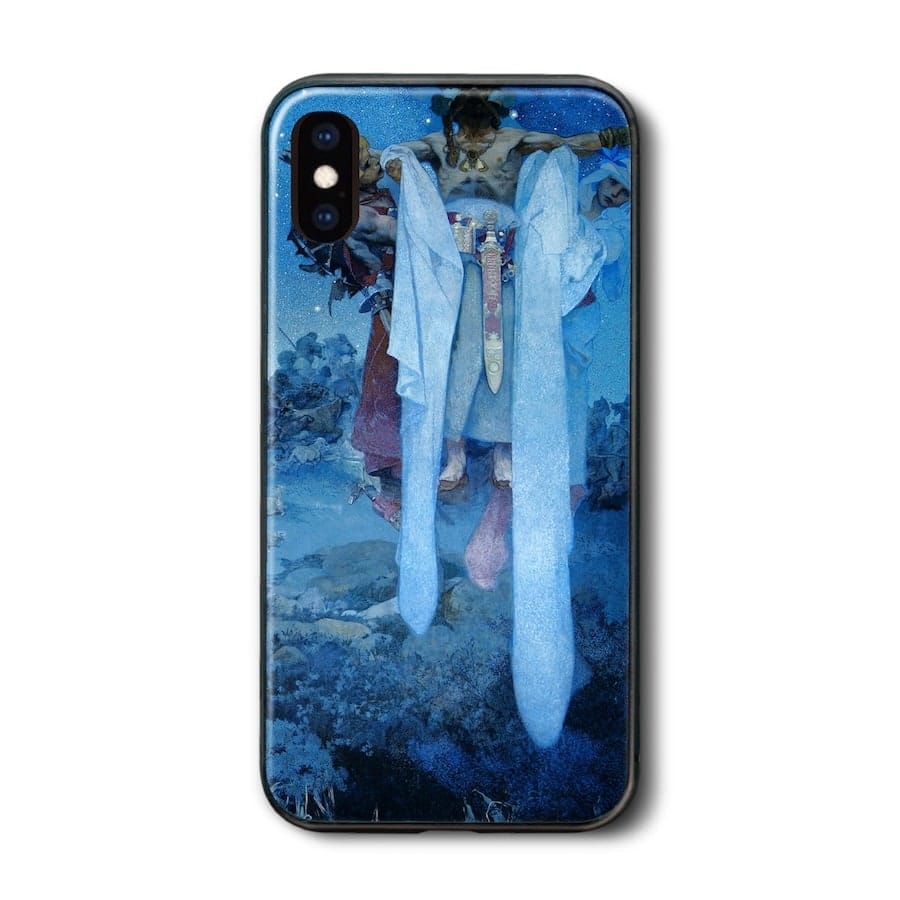 iPhoneXR ケース iPhone16Pro 背面ガラスケース アルフォンス ミュシャ 原故郷のスラ?民族 多機種対応 ケース 人気 iPhone15 スマホカバー ハードケース iPhone16