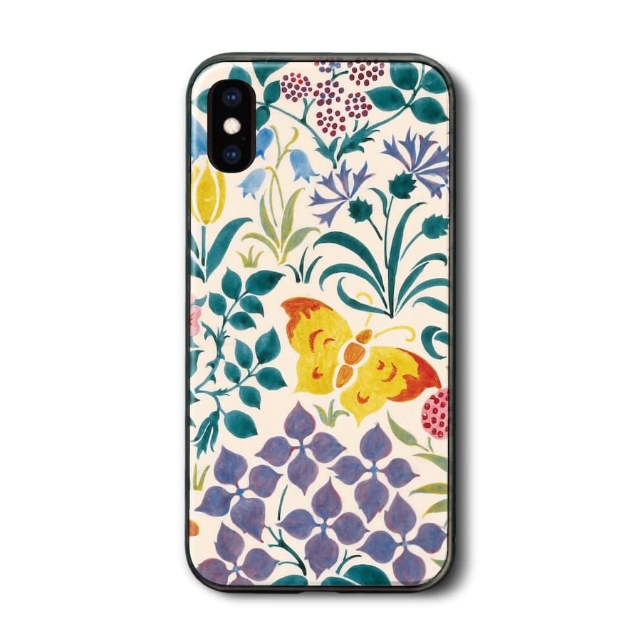 iPhoneSE3 iPhone15 iPhone17e 背面ガラスケース チャールズ ボイジー 小さな花 テキスタイル iPhone8 ケース レトロ 人気 絵画 iPhoneSE3 第三世代 プレゼント iPhone12 iPhone16