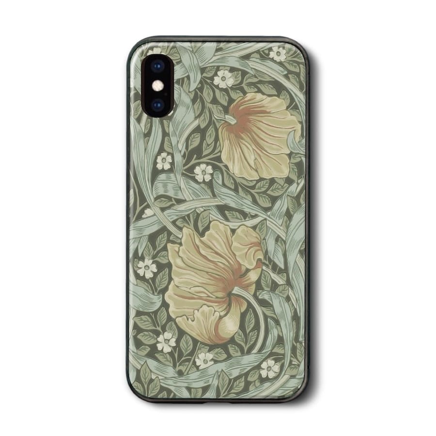 iPhoneSE3 iPhone15 iPhone17e 背面ガラスケース ウィリアムモリス29 iPhone8 ケース レトロ 人気 絵画 iPhoneSE3 第三世代 プレゼント iPhone12 iPhone16