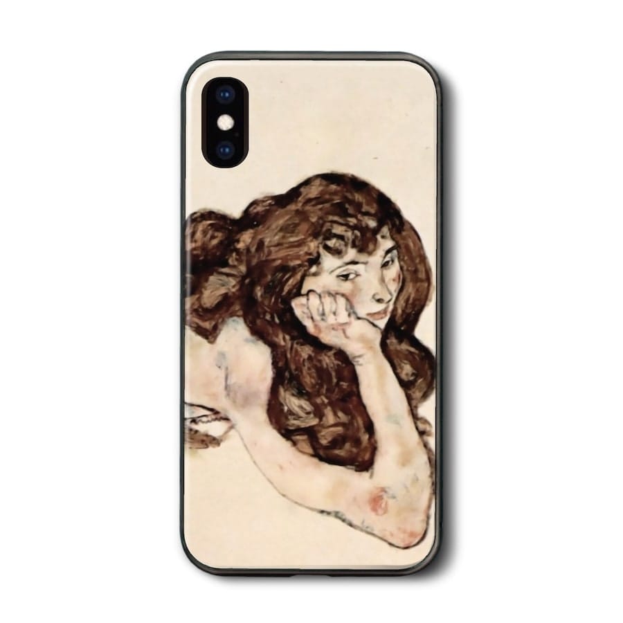 iPhone12mini iPhone7 iPhone13mini ケース 背面ガラスケース エゴン シーレ 裸体の女 1917年 iPhone14 ケース 人気 絵画 TPU 丈夫 アイフォン 絵画グッズ docomo 耐衝撃 iPhone15 15Plus