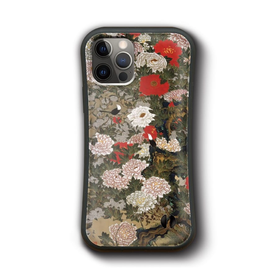 Rakuten - iPhone17ケース iPhone15 iPhone13mini iPhone7 iPhoneSE3 第三世代 伊藤若冲 牡丹小禽図 多機種対応 ケース レトロ 人気 絵画 個性的 au スマホカバー iPhone16Pro