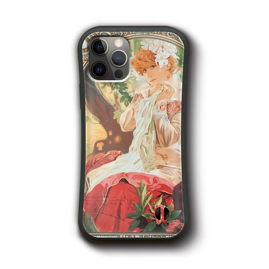 iPhone12 ケース iPhone13mini iPhoneXR iPhone17 ミュシャ 遠国の姫君 メリザンドのサラ ベルナール iPhone16 ケース 人気 絵画 個性的 スマホカバー グリップケース