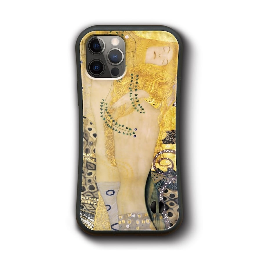 iPhone12 ケース iPhone13mini iPhoneXR iPhone17 グスタフ クリムト 水蛇 iPhone16 ケース 人気 絵画 個性的 スマホカバー グリップケース