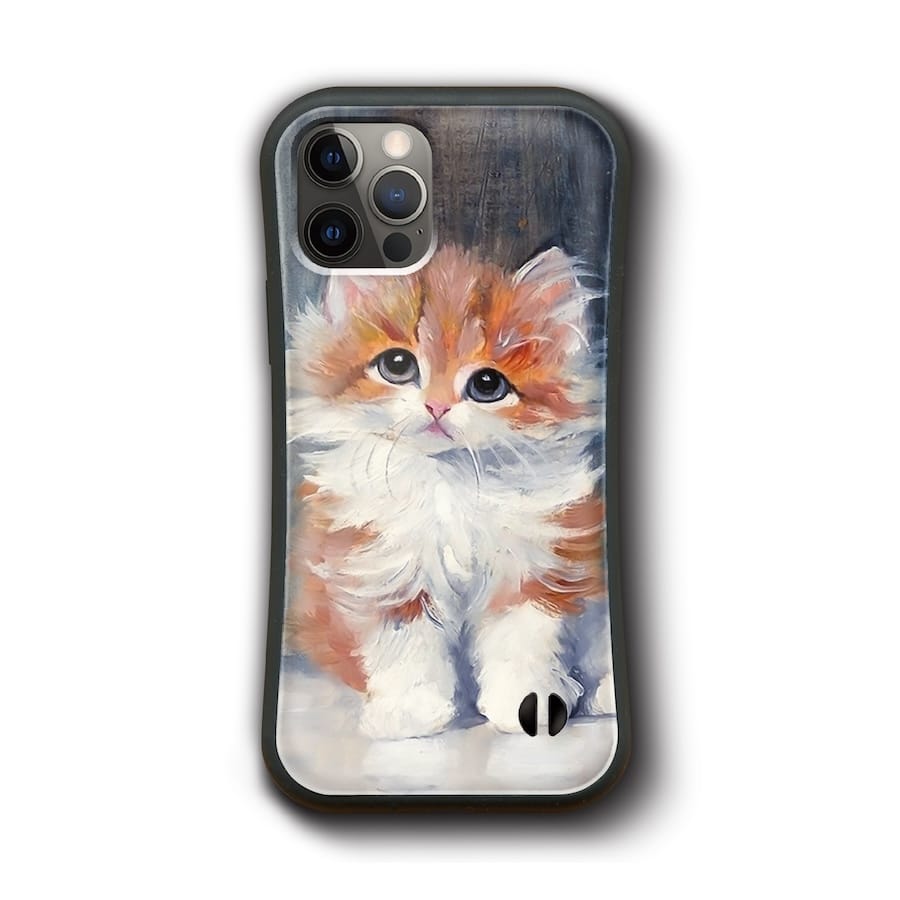 Rakuten - iPhone13 iPhone7 iPhone15 iPhone12mini iPhone17 Meta Pluckebaum オレンジと白色の子猫 多機種対応 ソフトケース 人気 絵画 個性的 バンパーケース 耐衝撃 レトロ
