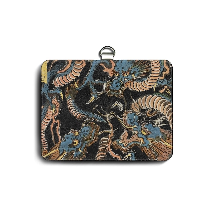 パスケース 社員証入れ 定期入 渓斎英泉 禽獣蟲魚図会 龍 ミヅチ メンズ 可愛い 名画 絵画 定期入れ パスケース