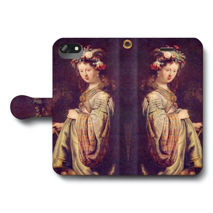 スマホケース手帳型 全機種対応 レンブラント 春の女神フローラに扮したサスキア iPhoneSE 第二世代 ケース おしゃれ 人気 絵画 iPhone11 iPhone12Pro iPhone8 iPhone7 スマホカバー