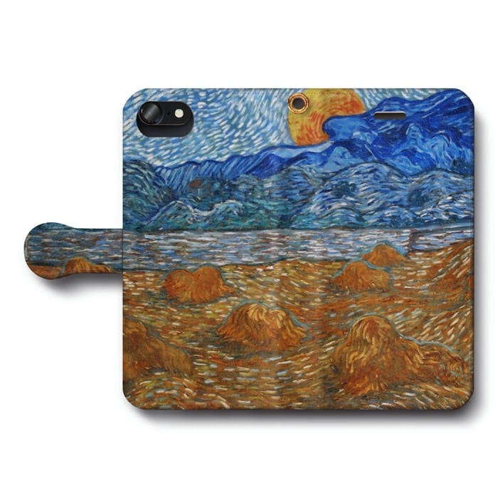 スマホケース手帳型 全機種対応 ファン ゴッホ 小麦畑と月が昇る風景 iPhoneXR ケース IPhone15Pro iPhone13mini 絵画 人気 あいふぉん iPhone14 iPhone12mini iPhone12Pro iPhone16