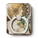 スマホリング アルフォンス ミュシャ 羽根 1899 iPhoneSE2 iPhone7 スマホリング iPhone8 iPhone12 バンカーリング AQUOSsense6 sense5G 名画 スマホリング 落下 防止 落下防止 フィンガーリング スタンド タブレット リングホルダー デザイン