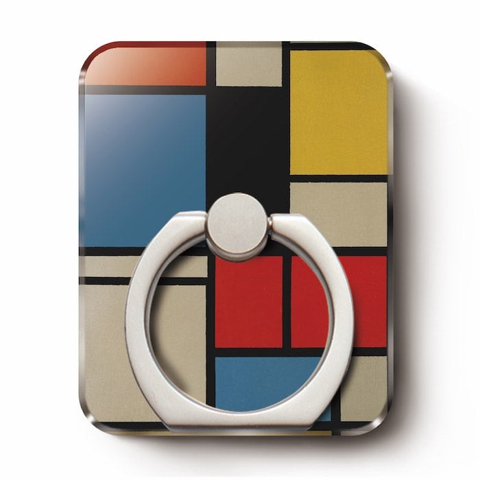スマホリング ピエト モンドリアン コンポジション3 iPadmini GooglePixel7a おしゃれ バンカーリング クリアケース取付 iPhoneSE第三世代 落下 防止 落下防止 フィンガーリング iPhone14Proタブレット リングホルダー デザイン