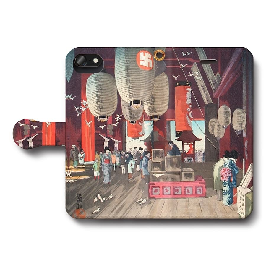スマホケース手帳型 全機種対応 川瀬巴水 浅草 iPhone15Pro iPhone13mini 絵画 人気 あいふぉん iPhone17 iPhone12mini iPhone12Pro iPhone16