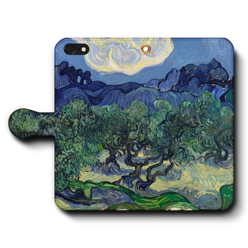 スマホケース手帳型 全機種対応 ゴッホ オリーブの木々 背景にアルピーユ山脈 ケース カバー iPhone16e iPhone12Pro iPhoneXR Xperia iPhone15Pro iPhoneSE第二世代