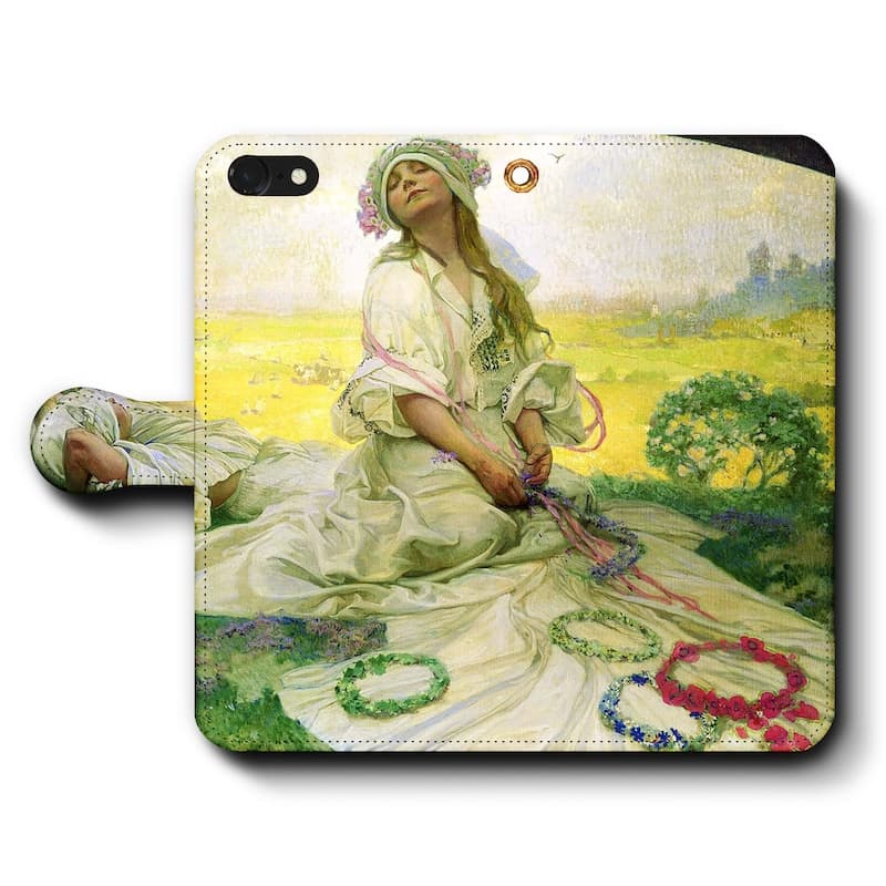 スマホケース手帳型 全機種対応 アルフォンス ミュシャ ボヘミアの唄 iPhone15Pro iPhone13mini 絵画 人気 あいふぉん iPhone17 iPhone12mini iPhone12Pro iPhone16