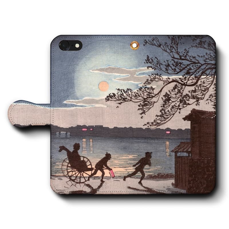 スマホケース手帳型 全機種対応 小林清親 大川岸一之橋遠景 1880 iPhone13 ケース GooglePixel9 Pixel9Pro 絵画 人気 iPhone16Pro iPhone12 保護 耐衝撃 iPhone15