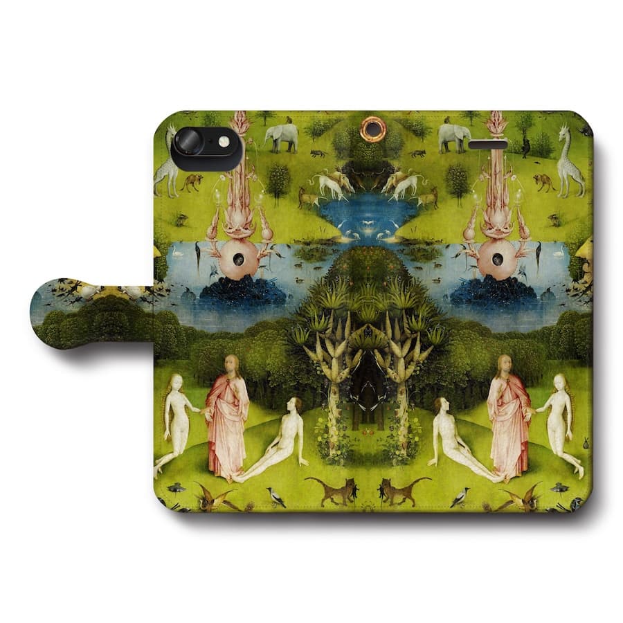 スマホケース手帳型 全機種対応 ヒエロニムス ボス 快楽の園 地上の楽園 アダムとイ? ケース カバー iPhone12 iPhone16Pro Xperia エクスペリア iPhone17Pro SE第二世代 名画 絵画 おしゃれ iPhone15
