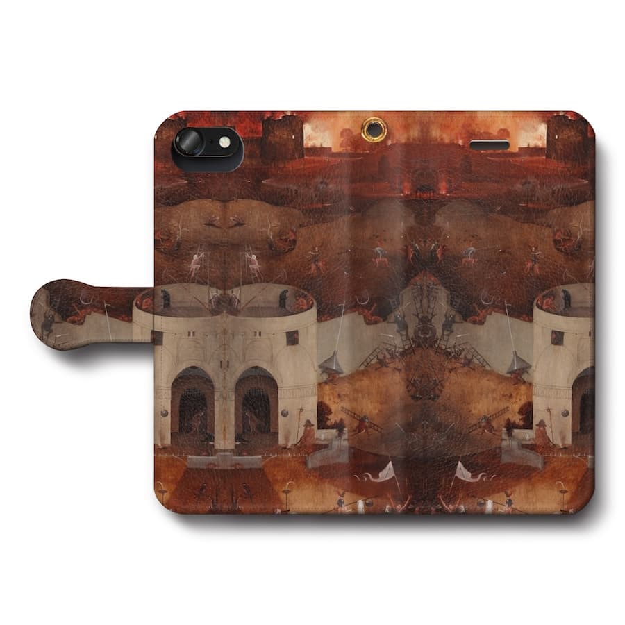 スマホケース手帳型 全機種対応 ヒエロニムス ボス 最後の審判 右翼パネル 初期フランドル派 iPhone14Pro ケース iPhone15 iPhone12mini 絵画 人気 あいふぉん iPhone7 iPhone8 IPhone16e
