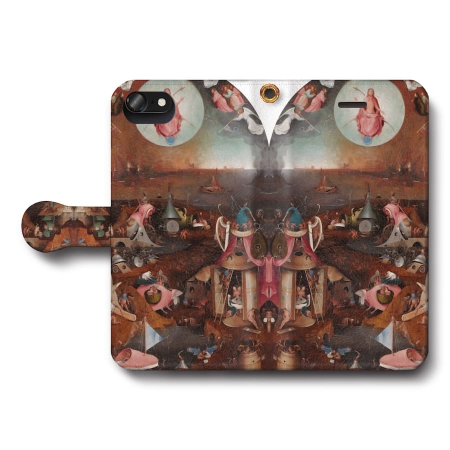 スマホケース手帳型 全機種対応 ヒエロニムス ボス 最後の審判 中央パネル 初期フランドル派 iPhone8 ケース iPhone12mini あいふぉん 絵画 人気 IPhoneSE第三世代 SE3 iPhone13 iPhone16