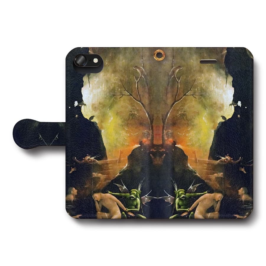 スマホケース手帳型 全機種対応 ヒエロニムス ボス 地獄 初期フランドル派 iPhone12Pro iPhone16Pro iPhone8 iPhone7 iPhoneSE第三世代 Galaxy Xperia 名画 絵画 iPhone13