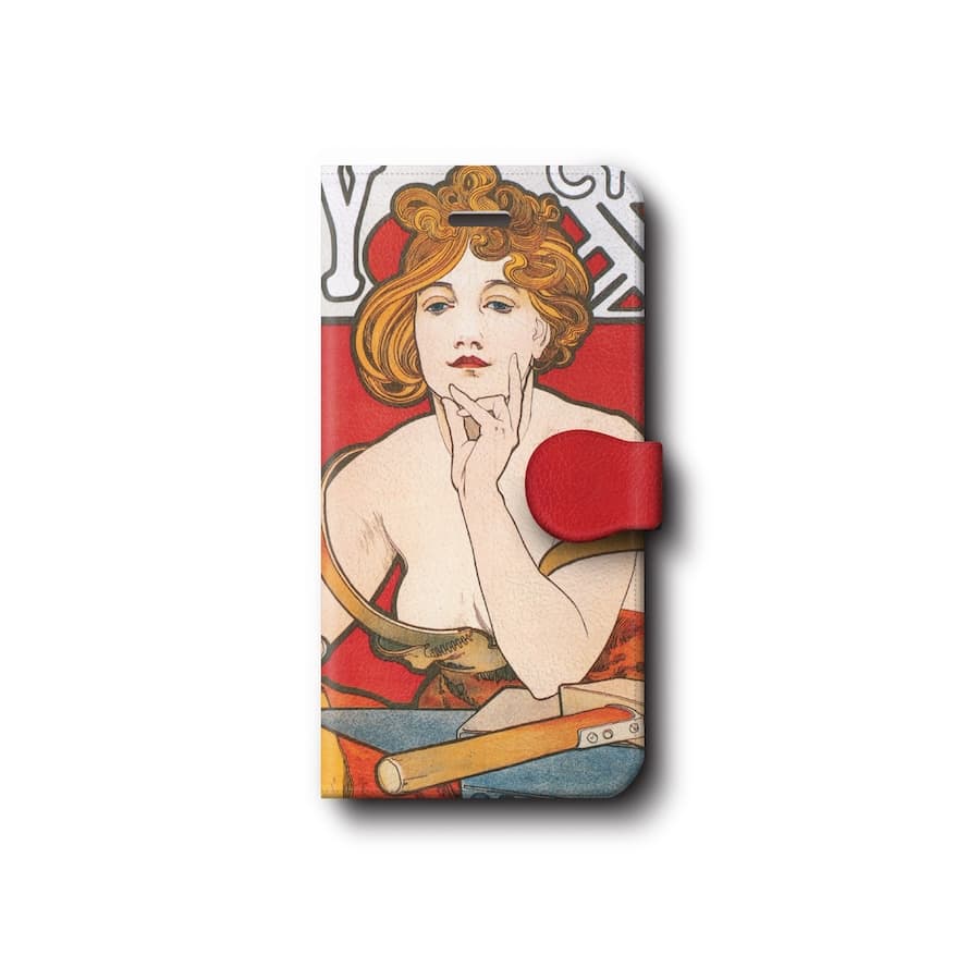 スマホケース手帳型 全機種対応 アルフォンス ミュシャ ウェイ?ァリー自転車 iPhone14Pro ケース iPhone15 iPhone12mini 絵画 人気 あいふぉん iPhone7 iPhone8 IPhone16e