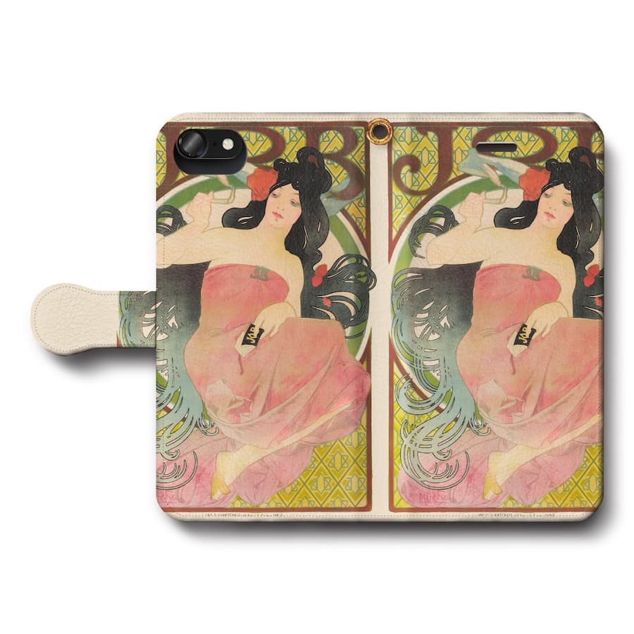 スマホケース手帳型 全機種対応 アルフォンス ミュシャ ジョブ iPhoneSE3 第三世代 あいふぉん iPhone13 iPhone12Pro AQUOSsense9 最新機種 SE第二世代 Pixel9a