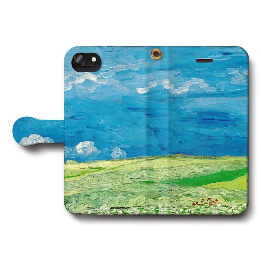 スマホケース手帳型 全機種対応 ファン ゴッホ 雷雲の下の麦畑 iPhone12Pro iPhone16Pro iPhone8 iPhone7 iPhoneSE第三世代 Galaxy Xperia 名画 絵画 iPhone13