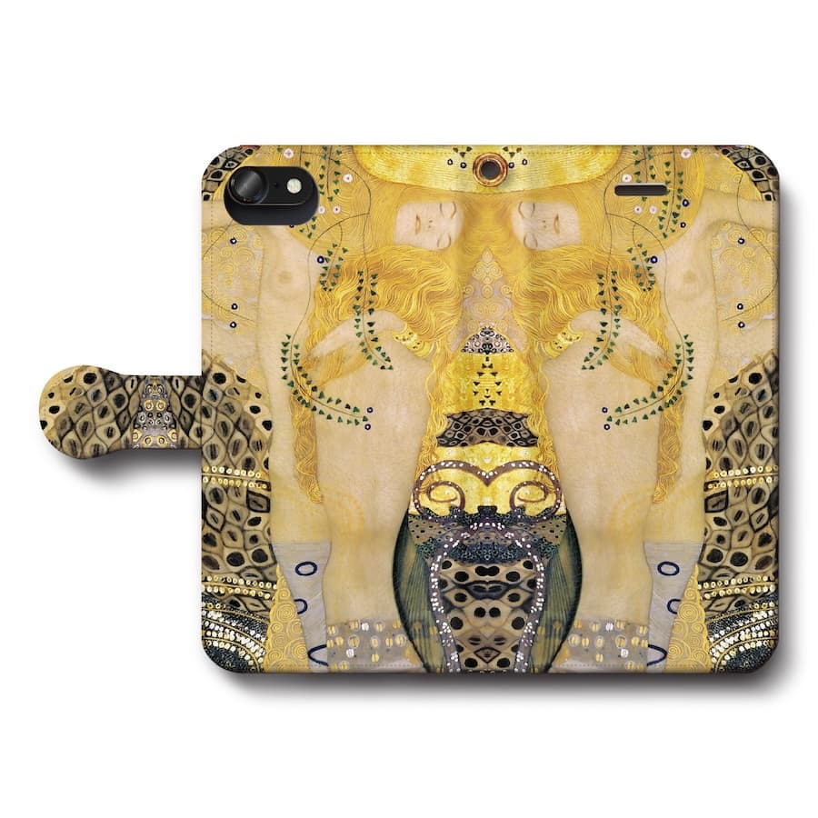 スマホケース手帳型 全機種対応 グスタフ クリムト 水蛇 ケース カバー iPhone16e iPhone12Pro iPhoneXR Xperia iPhone15Pro iPhoneSE第二世代