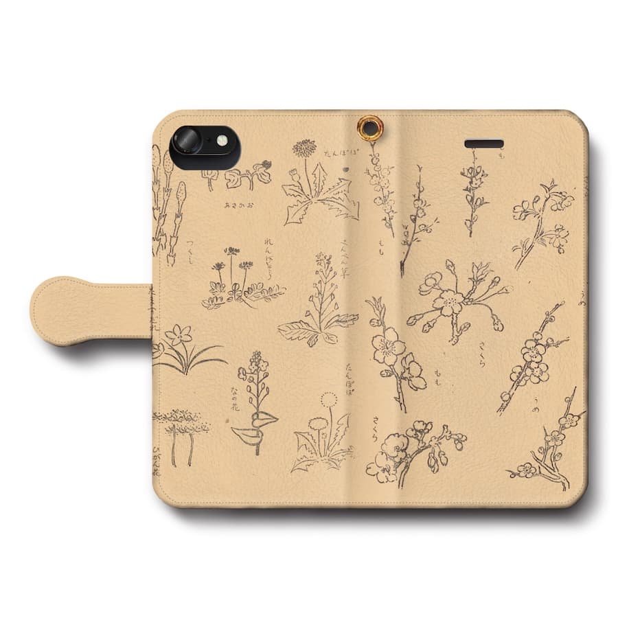 スマホケース手帳型 全機種対応 略画事典 植物 桜 たんぽぽ 彼岸花 ケース カバー iPhone12 iPhone16Pro Xperia エクスペリア iPhone17Pro SE第二世代 名画 絵画 おしゃれ iPhone15