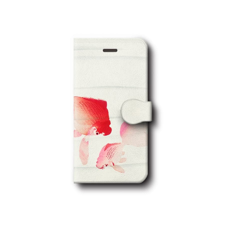スマホケース手帳型 全機種対応 金魚 浮世絵 iPhone12Pro iPhone16Pro iPhone8 iPh...