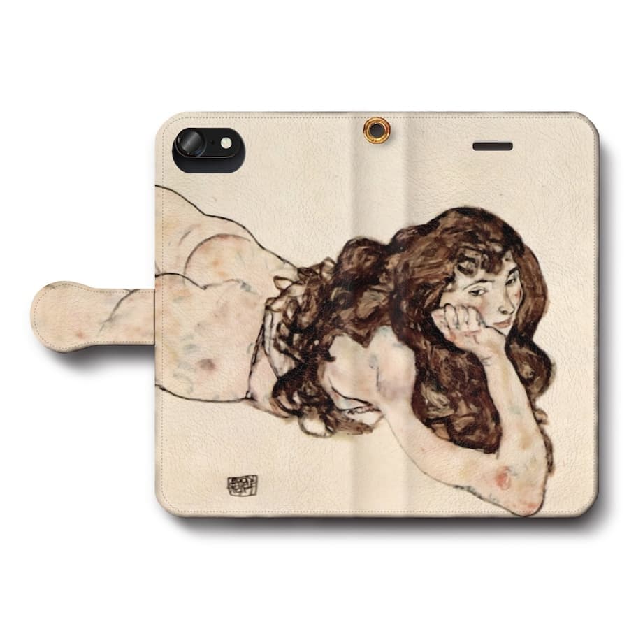 スマホケース手帳型 全機種対応 エゴン シーレ 裸体の女 1917年 iPhoneSE3 ケース iPhone12 スマホカバー IPhone16e 絵画 iPhone16Pro あいふぉん iPhone13 第2世代 SE2