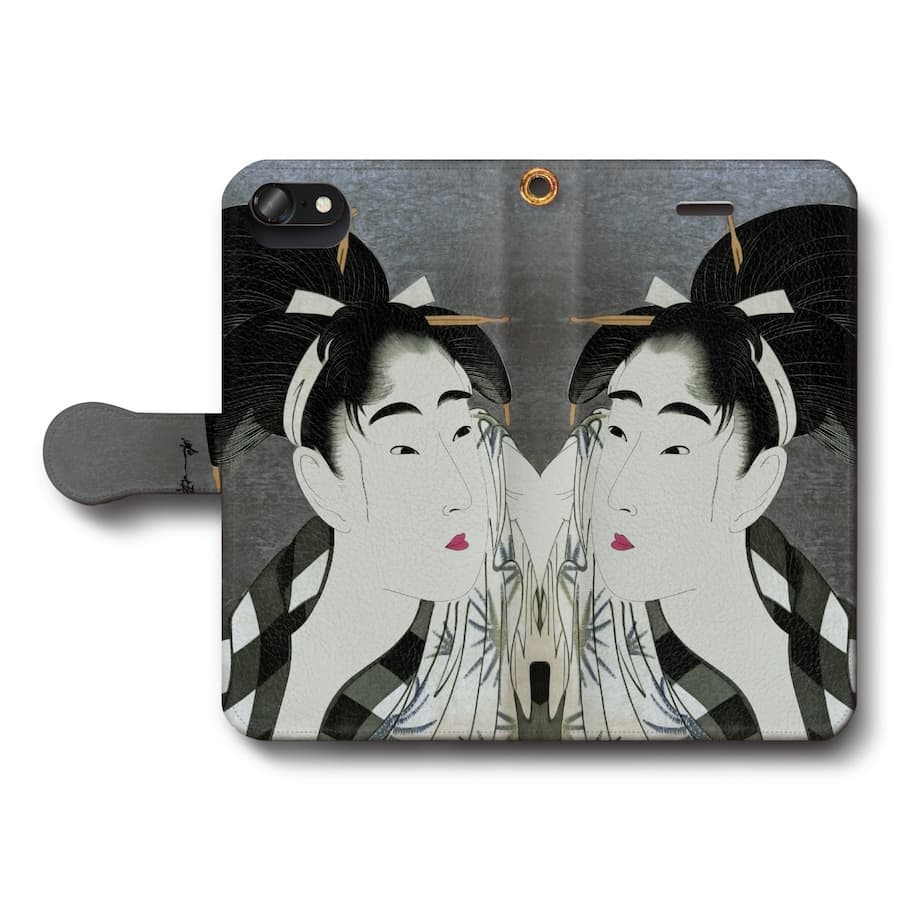 スマホケース手帳型 全機種対応 喜多川歌麿 汗を拭く女 iPhone15Pro iPhone13mini 絵画 人気 あいふぉん iPhone17 iPhone12mini iPhone12Pro iPhone16
