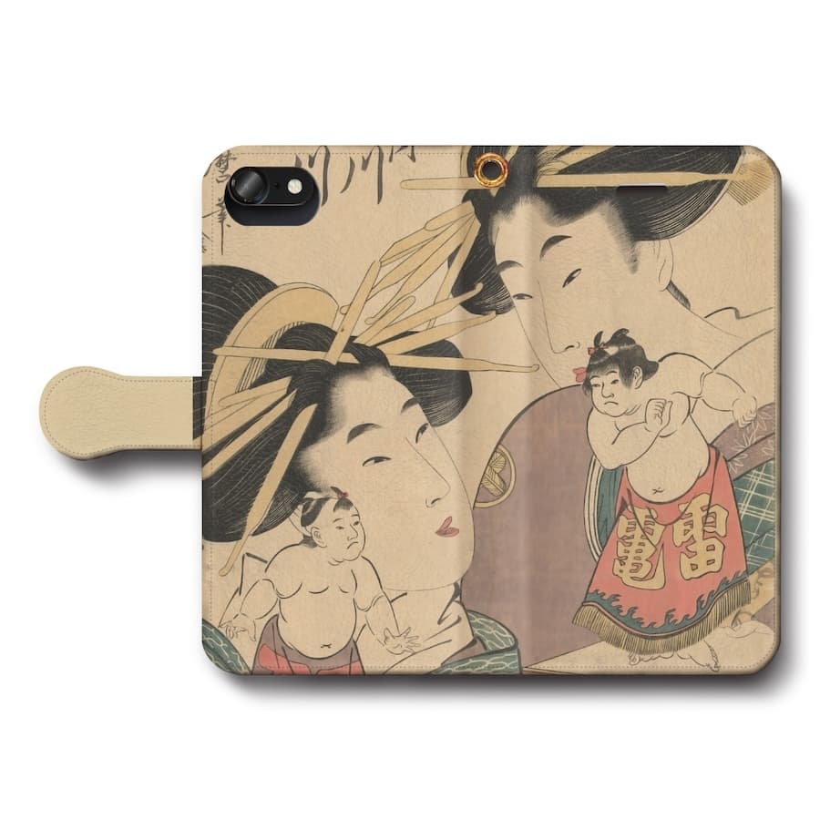 スマホケース手帳型 全機種対応 喜多川歌麿 芸者 相撲 iPhone14Pro ケース iPhone15 iPhone12mini 絵画 人気 あいふぉん iPhone7 iPhone8 IPhone16e