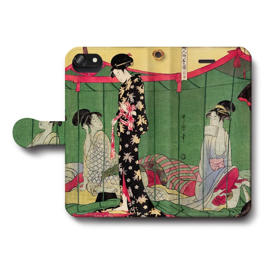 スマホケース手帳型 全機種対応 喜多川歌麿 iPhone15 iPhone8 ケース iPhone14Pro Xperia10Vl Xperia10V AQUOSsense8 第三世代