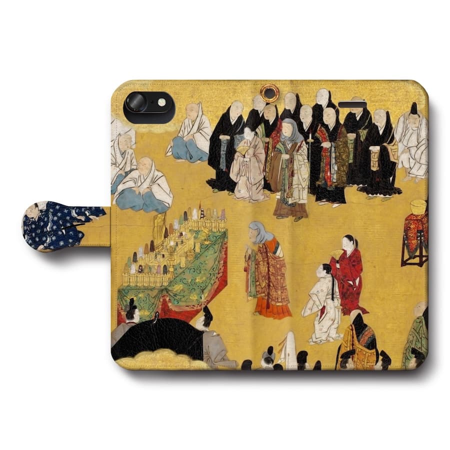 スマホケース手帳型 全機種対応 源氏物語?卷 iPhone12Pro iPhone16Pro iPhone8 iPhone7 iPhoneSE第三世代 Galaxy Xperia 名画 絵画 iPhone13