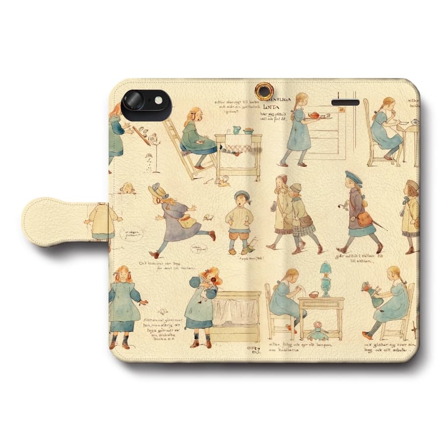 スマホケース手帳型 全機種対応 アーデルボリ 行儀の良いロッタと行儀の悪いリサ iPhone15 iPhone8 ケース iPhone14Pro Xperia10Vl Xperia10V AQUOSsense8 第三世代