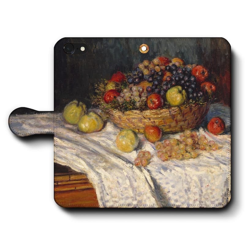 スマホケース手帳型 全機種対応 クロード モネ リンゴとブドウ iPhone8 ケース iPhone12mini あいふぉん 絵画 人気 IPhoneSE第三世代 SE3 iPhone13 iPhone16
