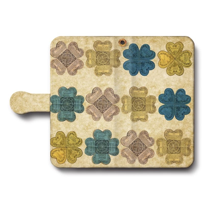 スマホケース手帳型 全機種対応 ?ィンテージバレンタイン クローバー ケース カバー iPhone16e iPhone12Pro iPhoneXR Xperia iPhone15Pro iPhoneSE第二世代