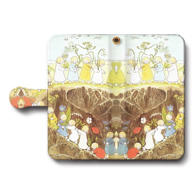 スマホケース手帳型 全機種対応 ジビュレ フォン オルファース 根っこの子供 目を覚ます iPhone15Pro iPhone13mini 絵画 人気 あいふぉん iPhone17 iPhone12mini iPhone12Pro iPhone16