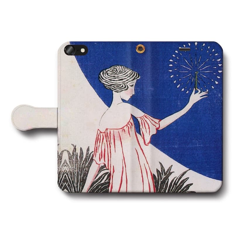 スマホケース手帳型 全機種対応 竹久夢二 花火 iPhoneSE3 第三世代 あいふぉん iPhone13 iPhone12Pro AQUOSsense9 最新機種 SE第二世代 Pixel9a