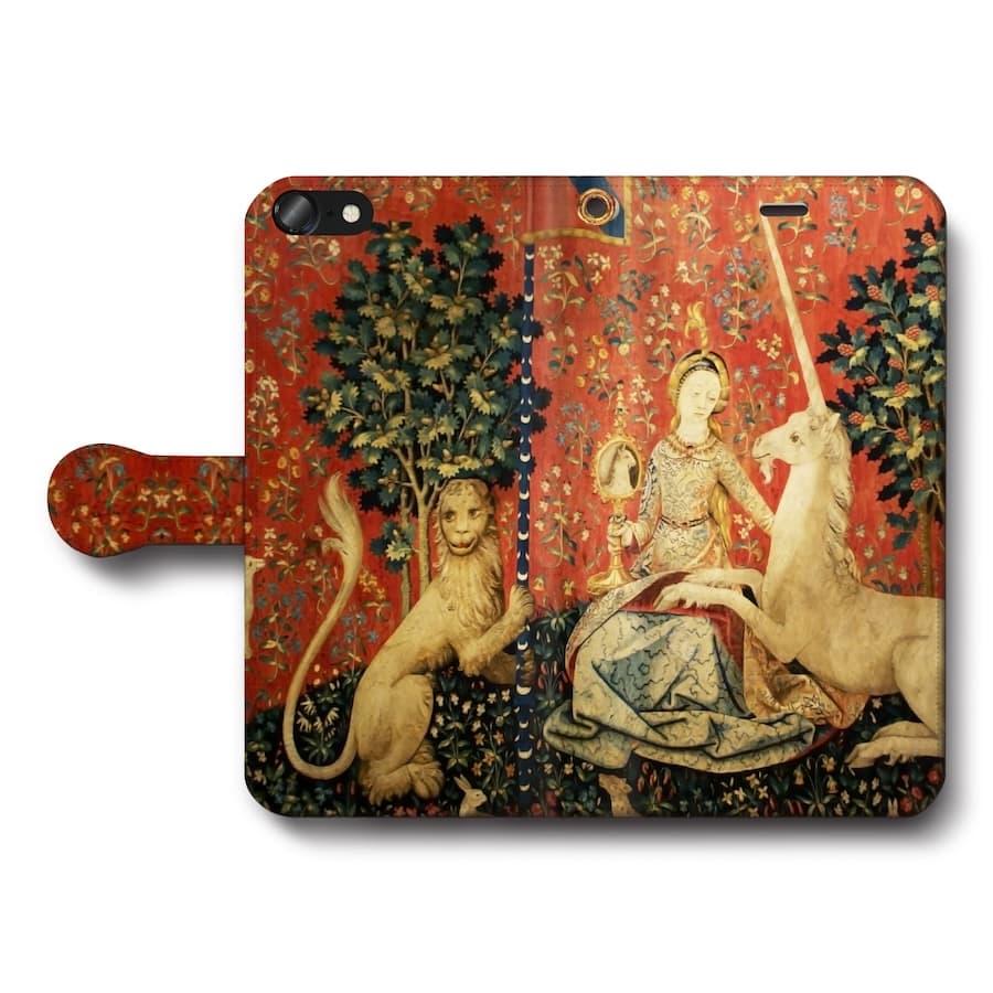 スマホケース手帳型 全機種対応 貴婦人と一角獣 iPhone15Pro iPhone13mini 絵 ...