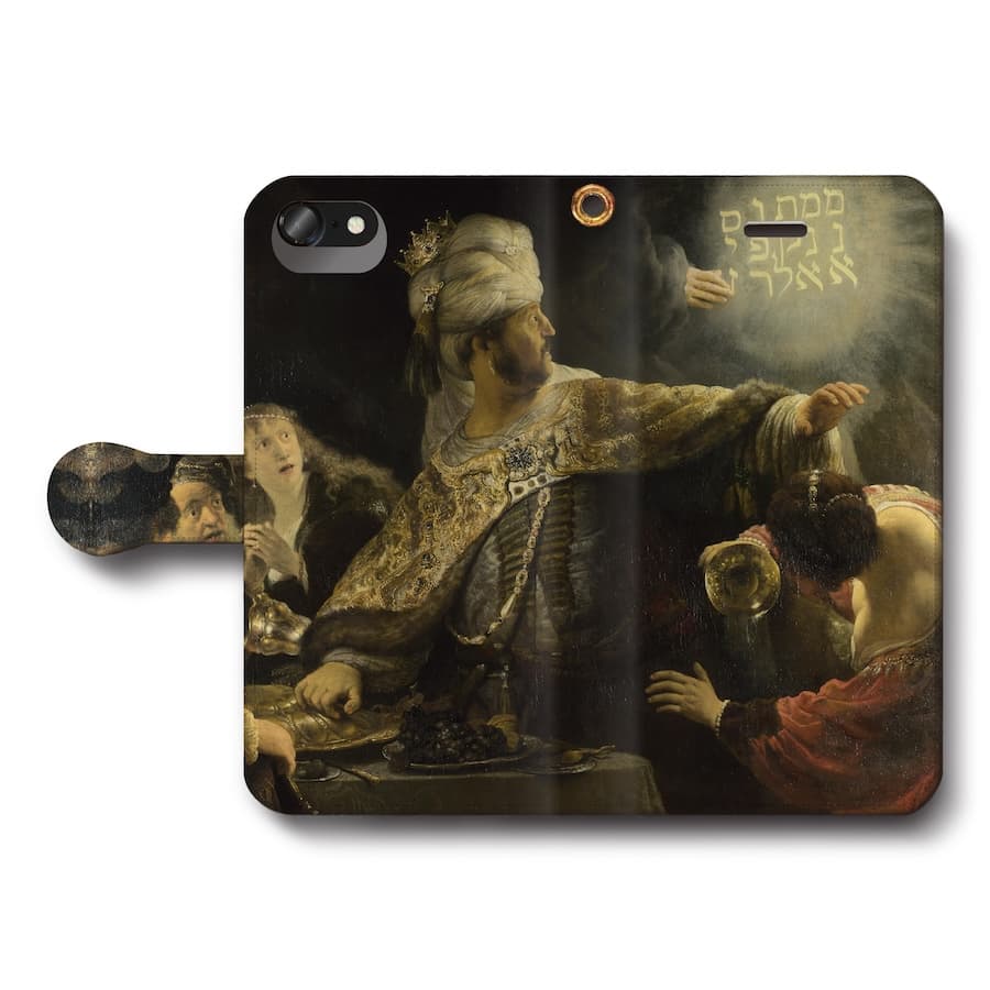 スマホケース手帳型 全機種対応 レンブラント ベルシャザルの酒宴‐壁の言葉 iPhoneSE3 第三世代 あいふぉん iPhone13 iPhone12Pro AQUOSsense9 最新機種 SE第二世代 Pixel9a