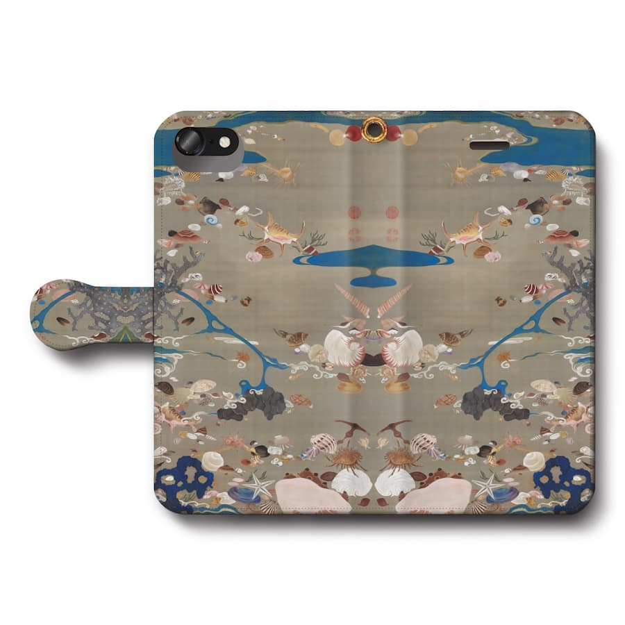 スマホケース手帳型 全機種対応 伊藤若冲 貝甲図 動植綵絵 ケース カバー iPhone12 iPhone16Pro Xperia エクスペリア iPhone17Pro SE第二世代 名画 絵画 おしゃれ iPhone15